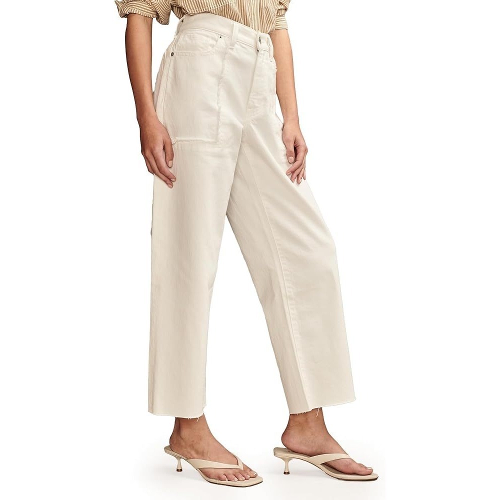 Lucky Brand Jeans White High Rise Patch Pocket Wide Leg Crop / Women's 27